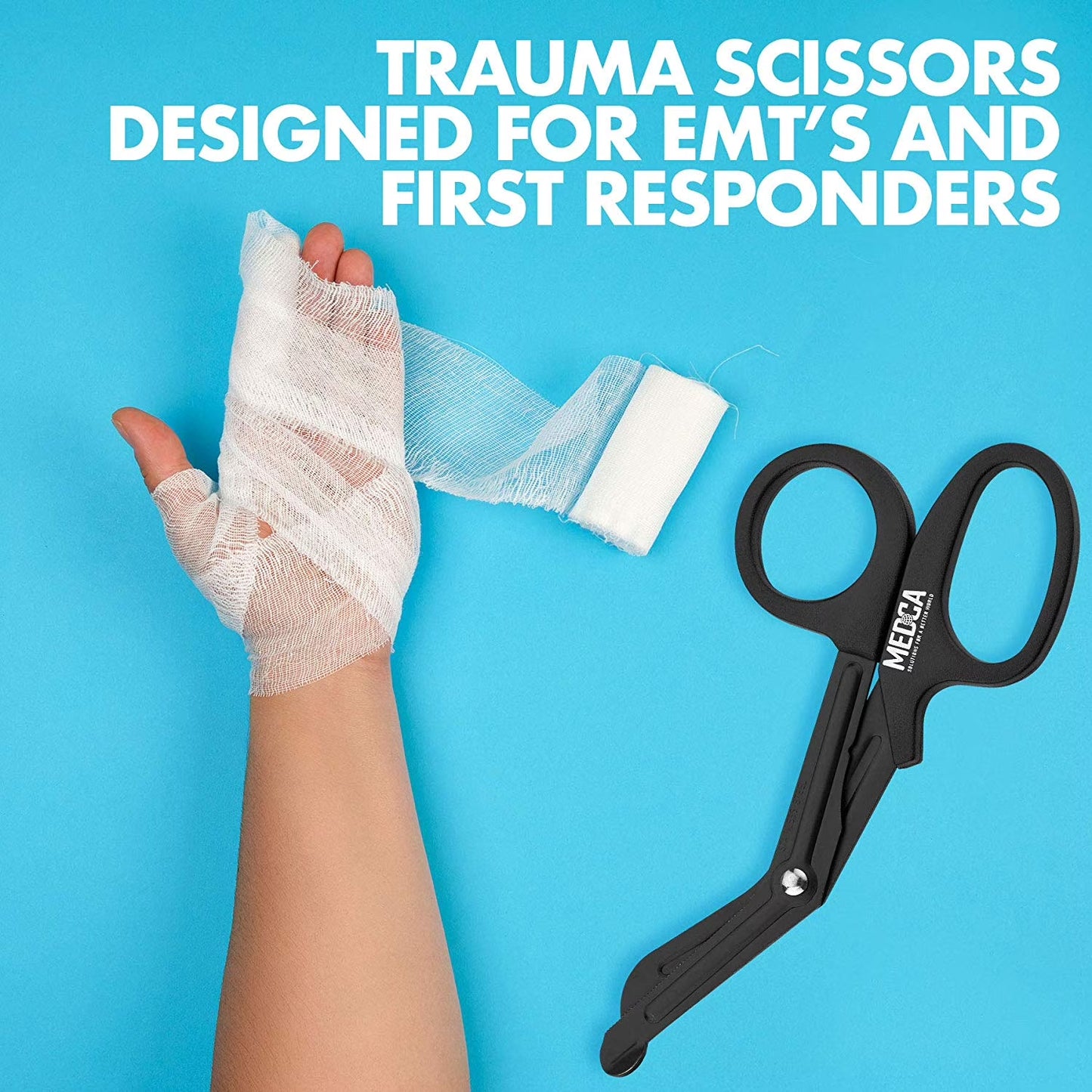 7.5" Trauma Shears - Stainless Steel EMT Bandage Scissors, Black