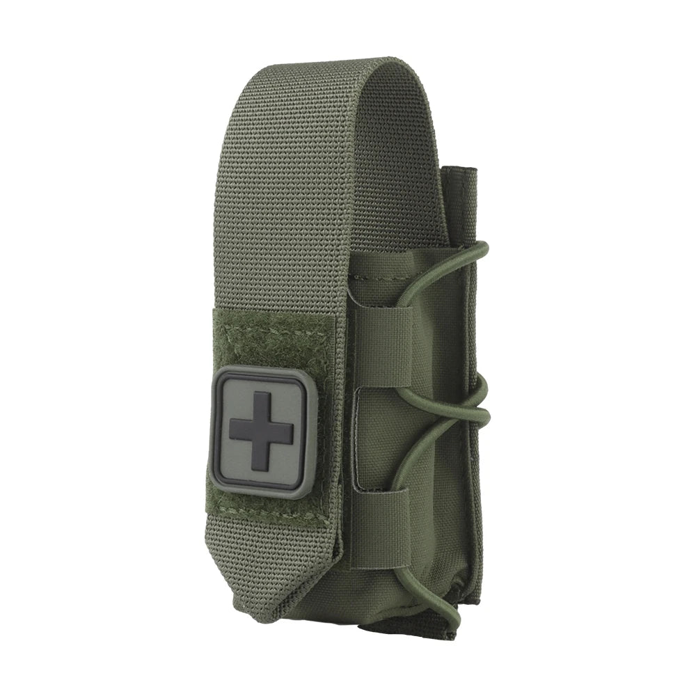 MOLLE Tourniquet Holder IFAK TQ Holder Tactical Medical Pouch Holster First Aid Kit Cross Patch/Bungee Cord with Tourniquet