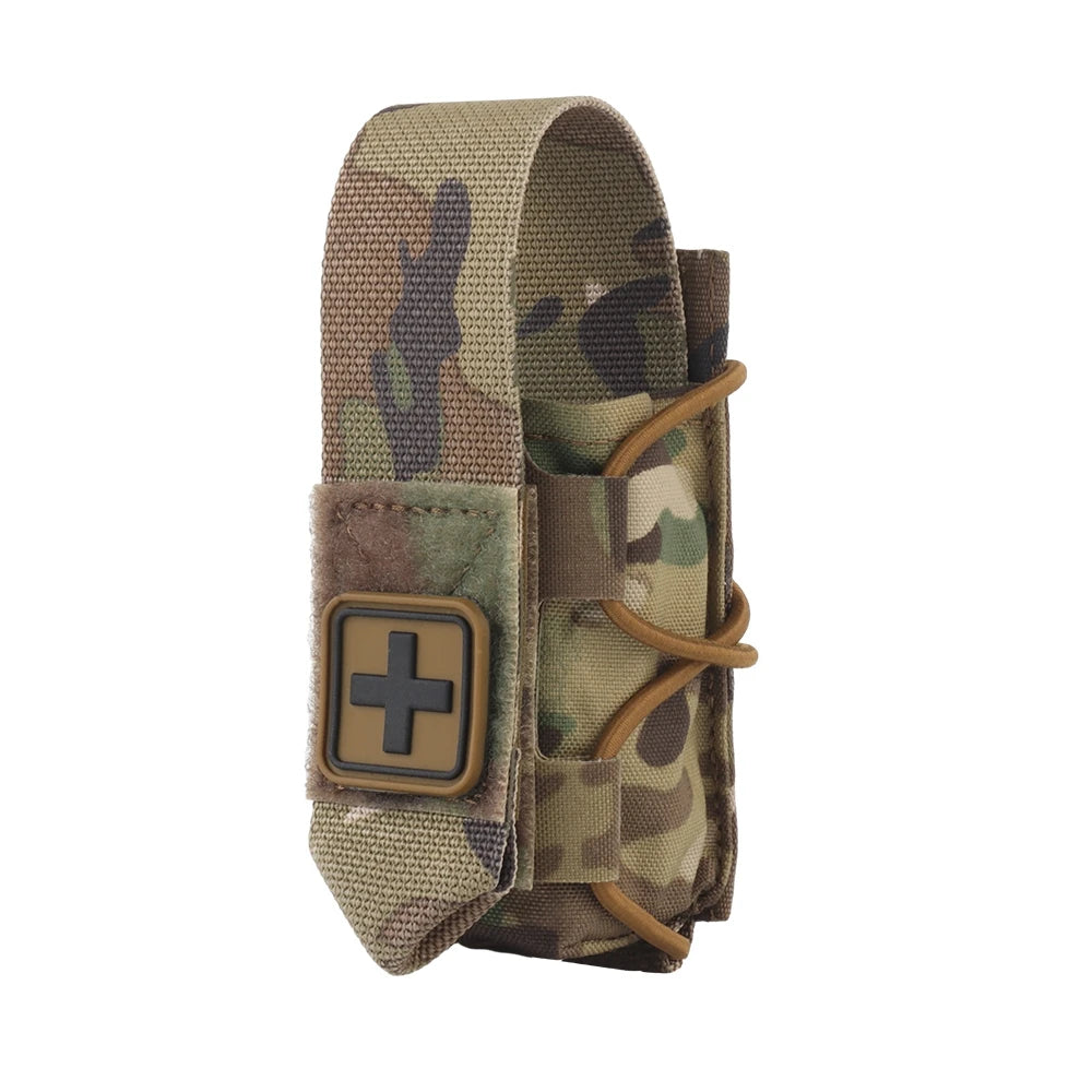 MOLLE Tourniquet Holder IFAK TQ Holder Tactical Medical Pouch Holster First Aid Kit Cross Patch/Bungee Cord with Tourniquet
