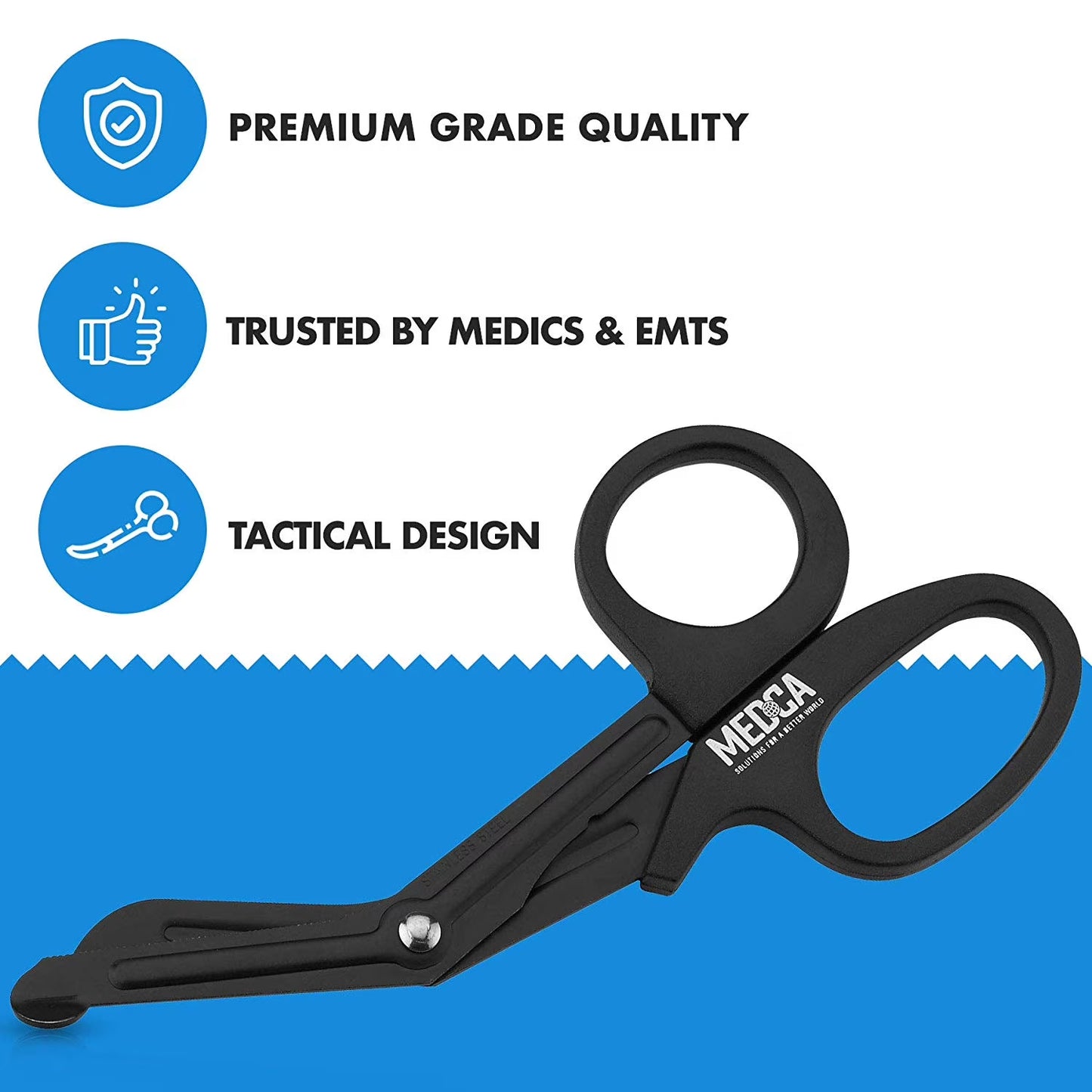 7.5" Trauma Shears - Stainless Steel EMT Bandage Scissors, Black
