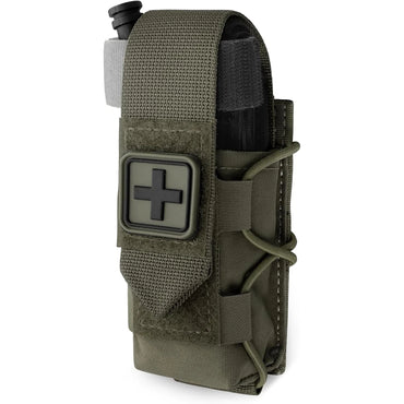 MOLLE Tourniquet Holder IFAK TQ Holder Tactical Medical Pouch Holster First Aid Kit Cross Patch/Bungee Cord with Tourniquet